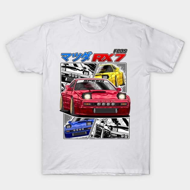 JDM Legend Mazda RX7 T-Shirt by Guyvit